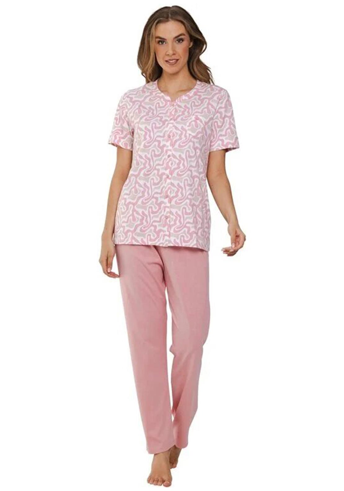 Pastunette Fusion Art Short Sleeve Pyjama Set, Pink
