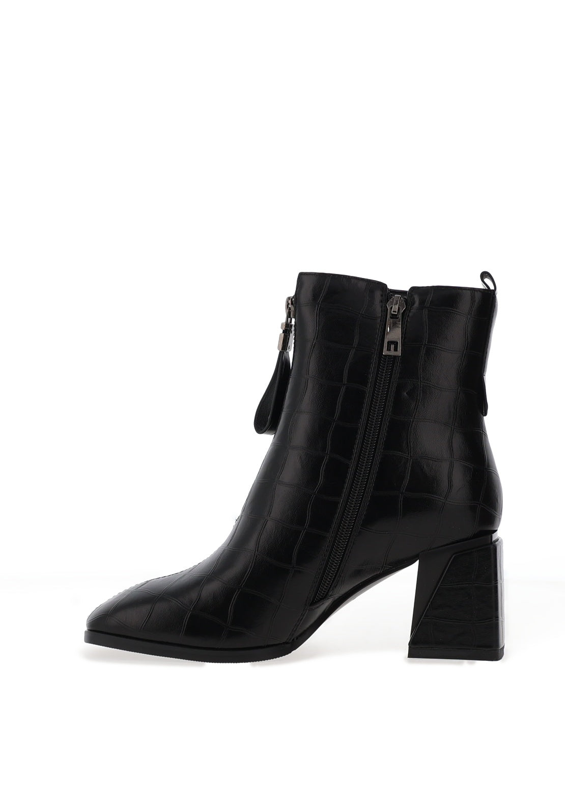 Patrizio Como Bagni Faux Croc Ankle Boots, Black