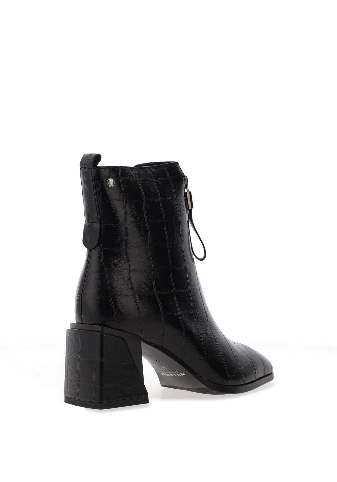 Patrizio Como Bagni Faux Croc Ankle Boots, Black