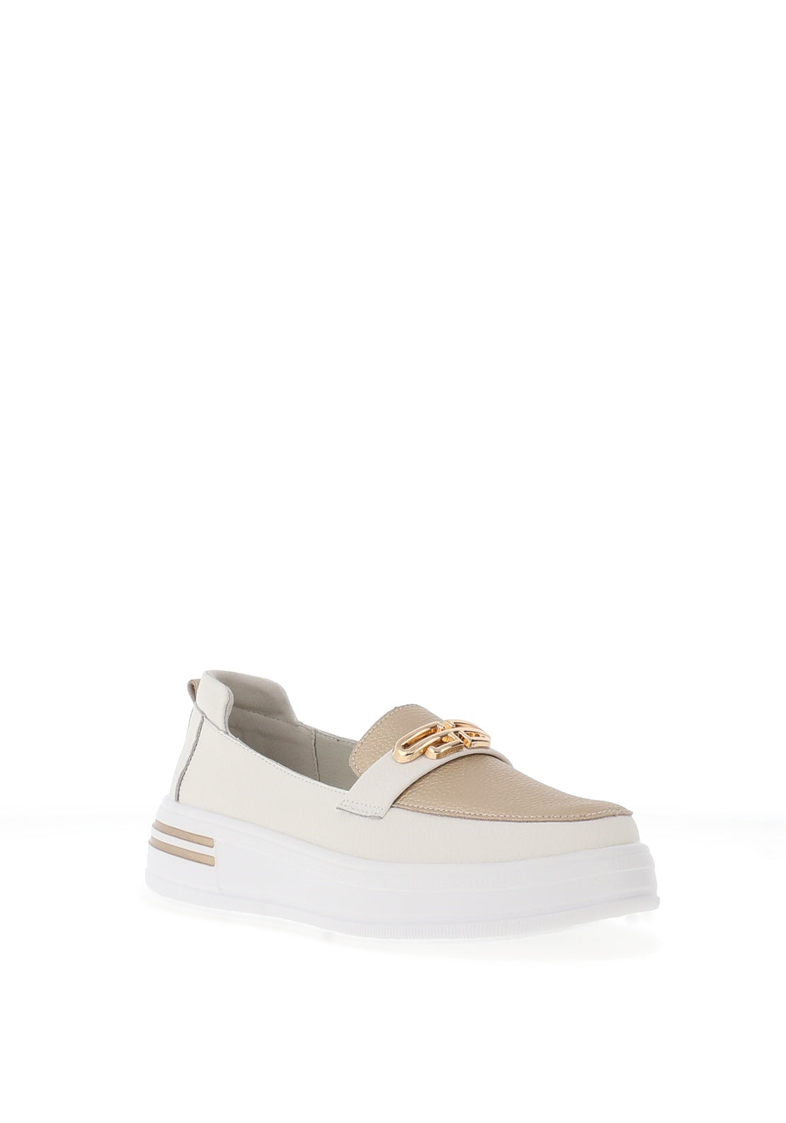Patrizio Como Catanzaro Faux Pebbled Leather Platform Loafers, White