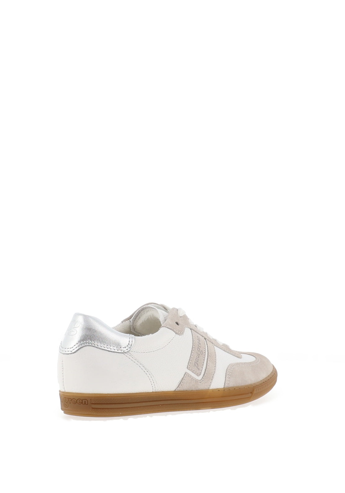 Paul Green Leather Lace Up Trainers, White and Grey
