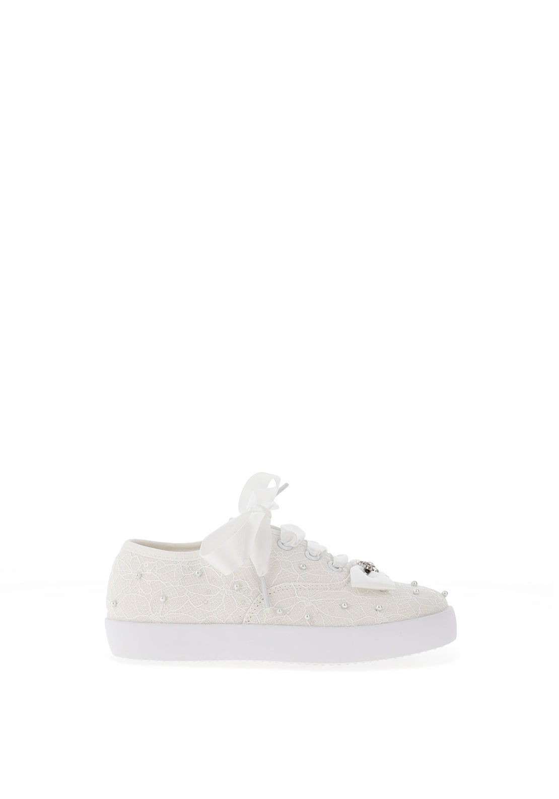 Paula’s Communion Lace and Pearl Trainer, White