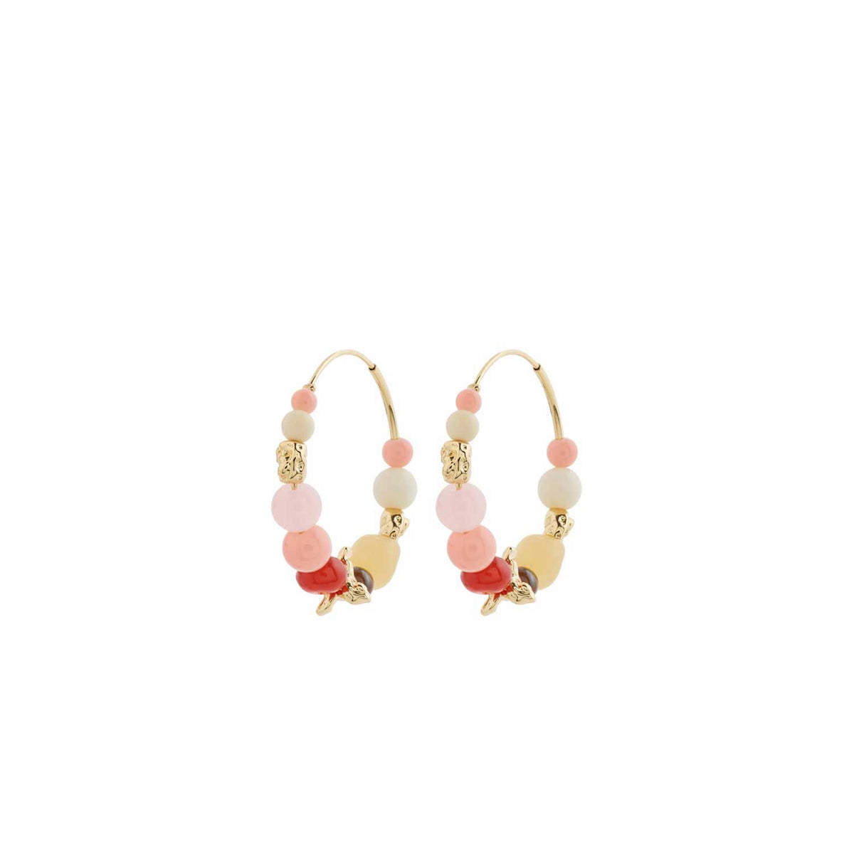 Pilgrim Dream Gold Plated Beaded Hoop Earrings, Gold