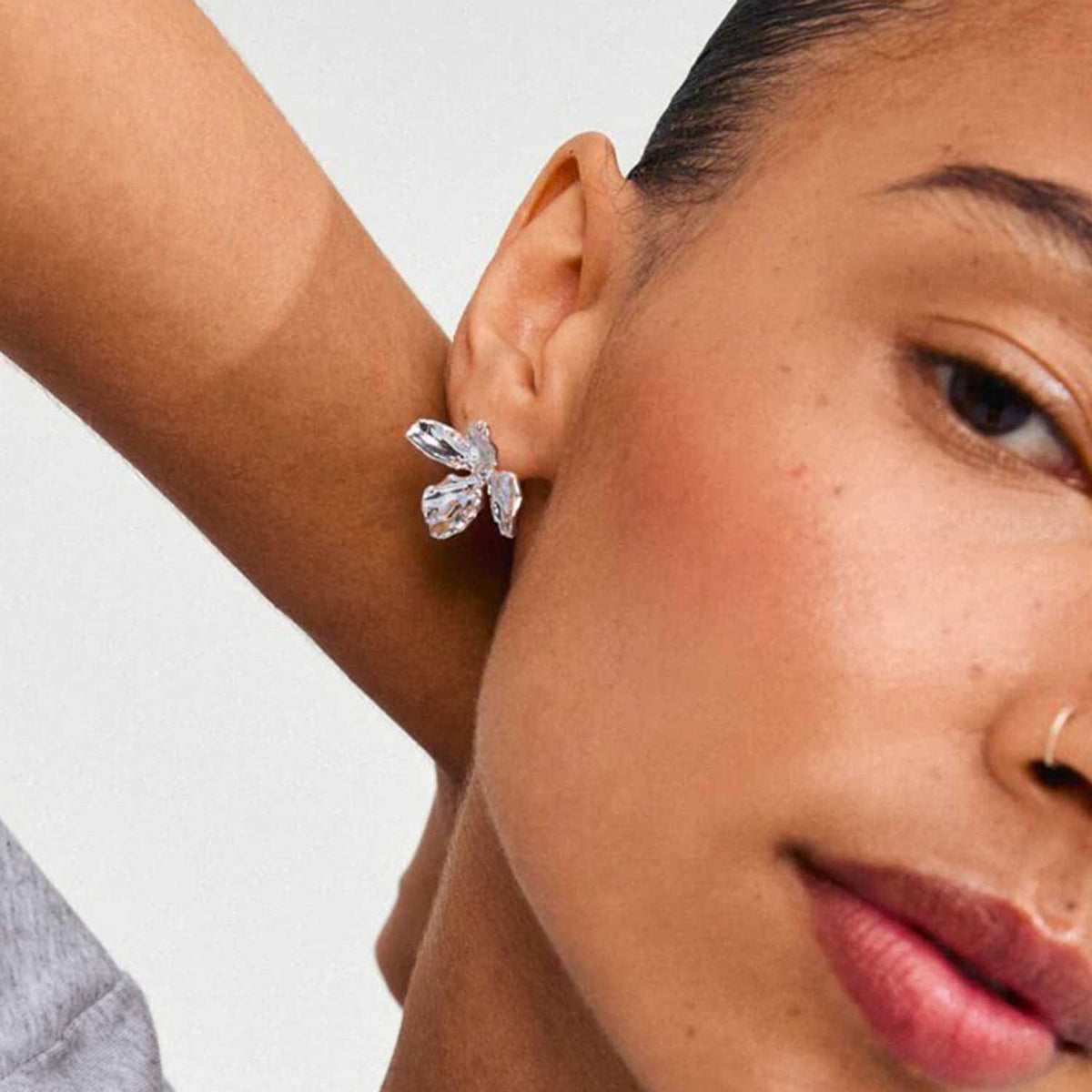 Pilgrim Dream Flower Earrings, Silver