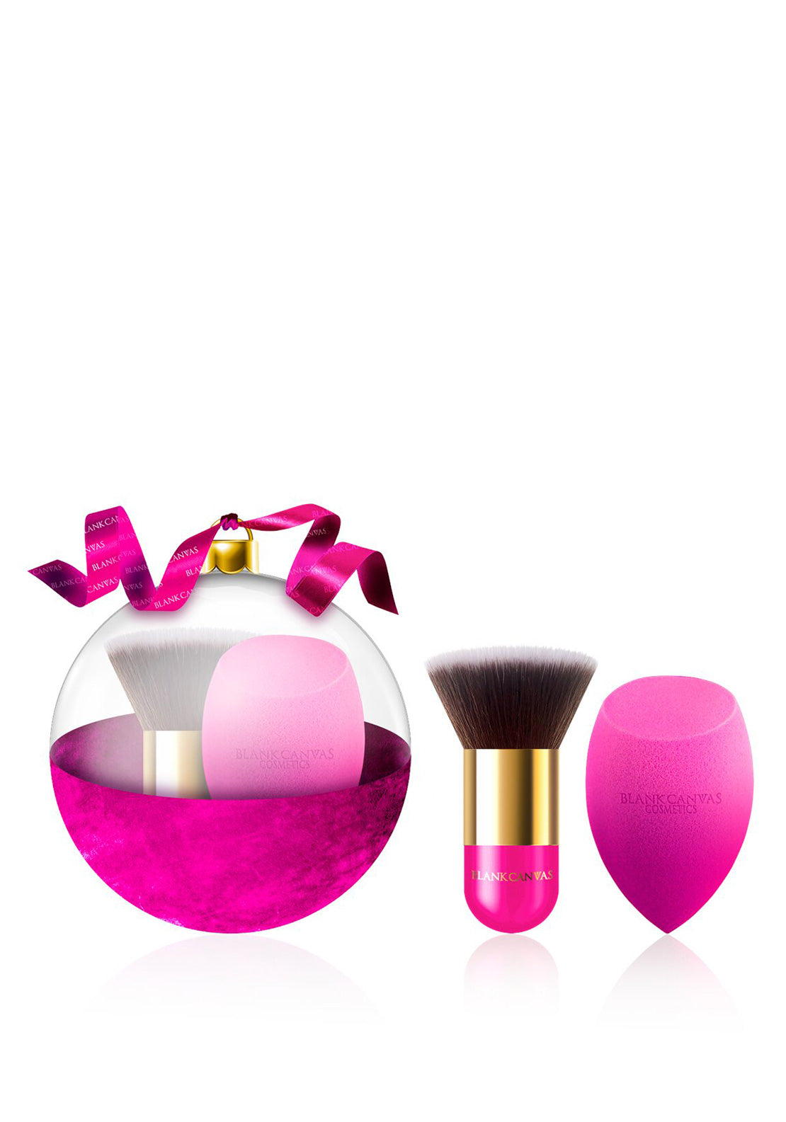 Blank Canvas 2 Piece Pink Christmas Bauble