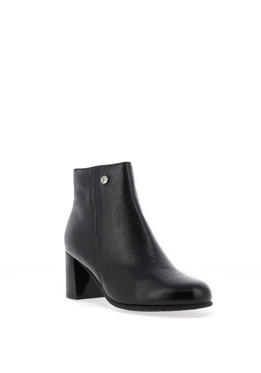 Pitillos Pebbled Leather Round Toe Ankle Boots, Black