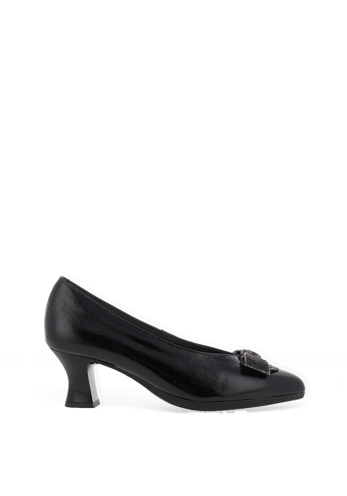 Pitillos Leather Embellished Bow Heeled Shoes, Black