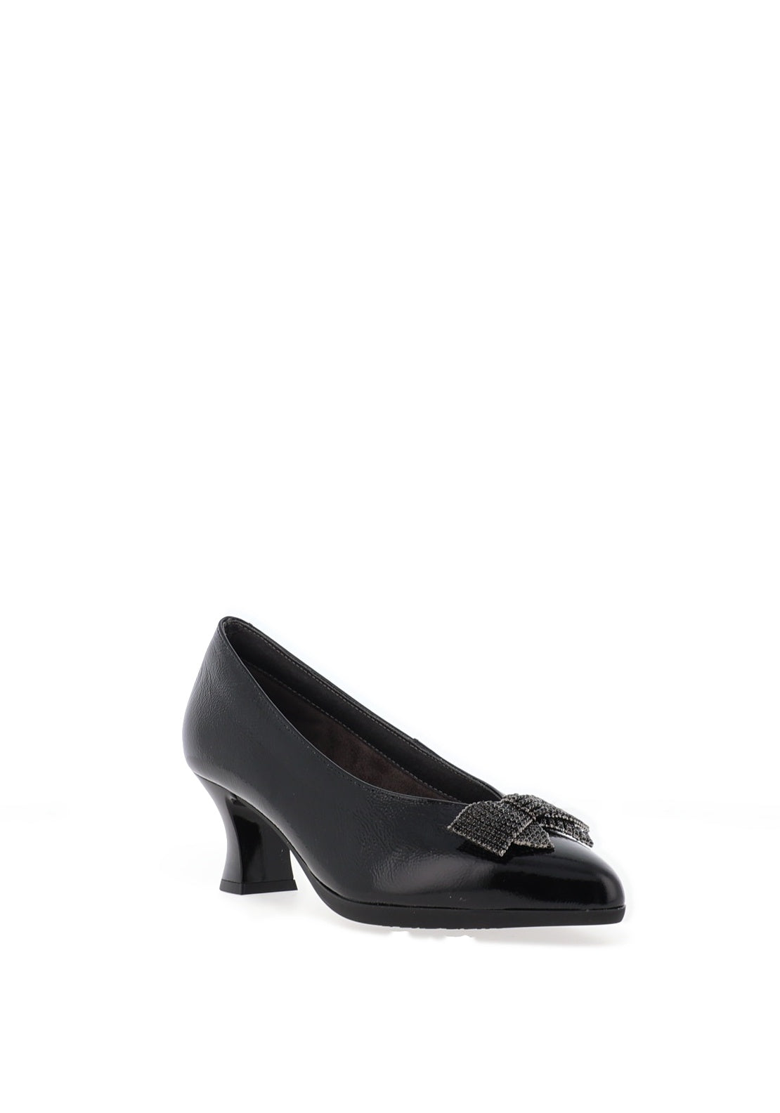 Pitillos Leather Embellished Bow Heeled Shoes, Black