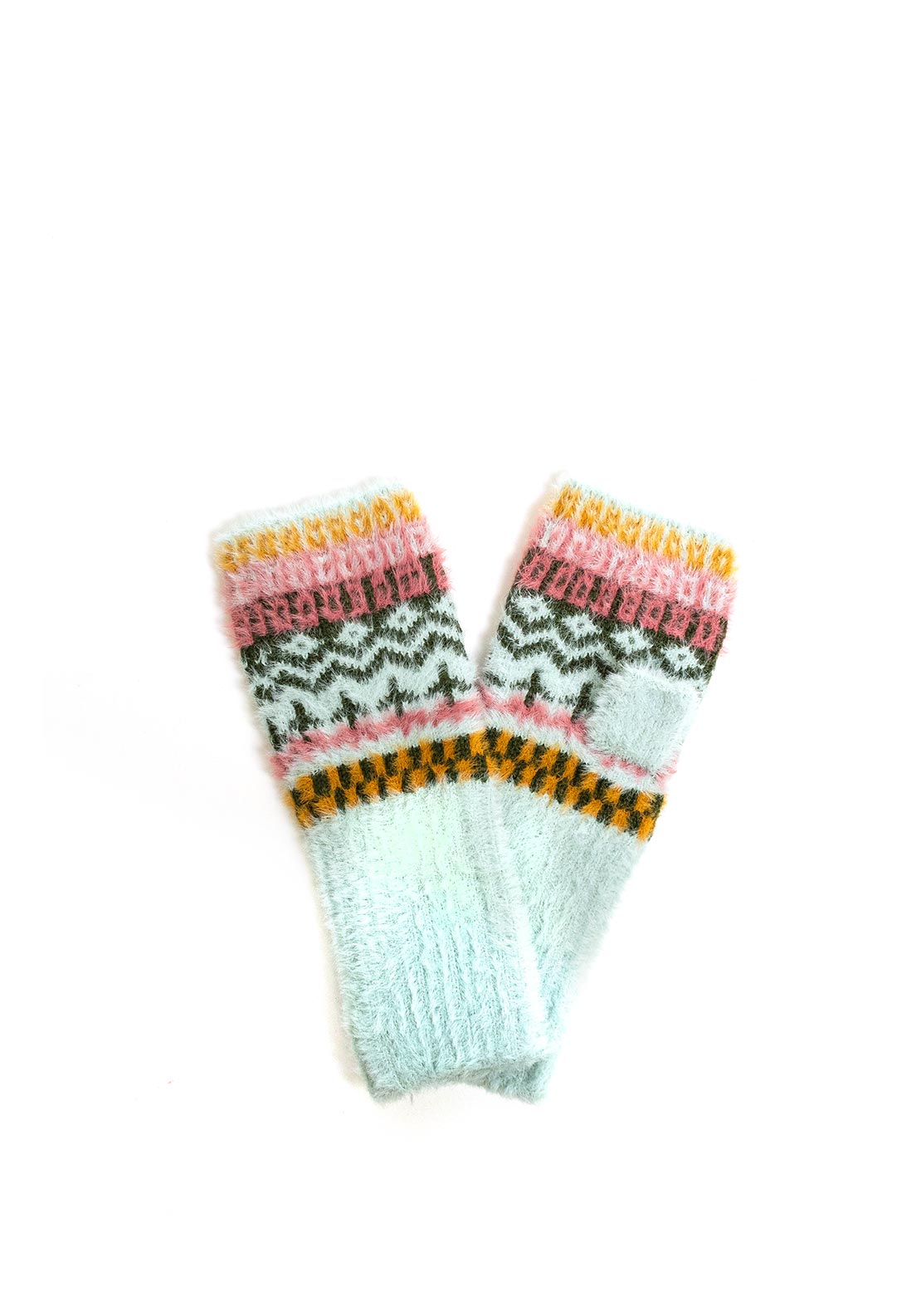 Peace of Mind Multi Pattern Fingerless Gloves, Blue