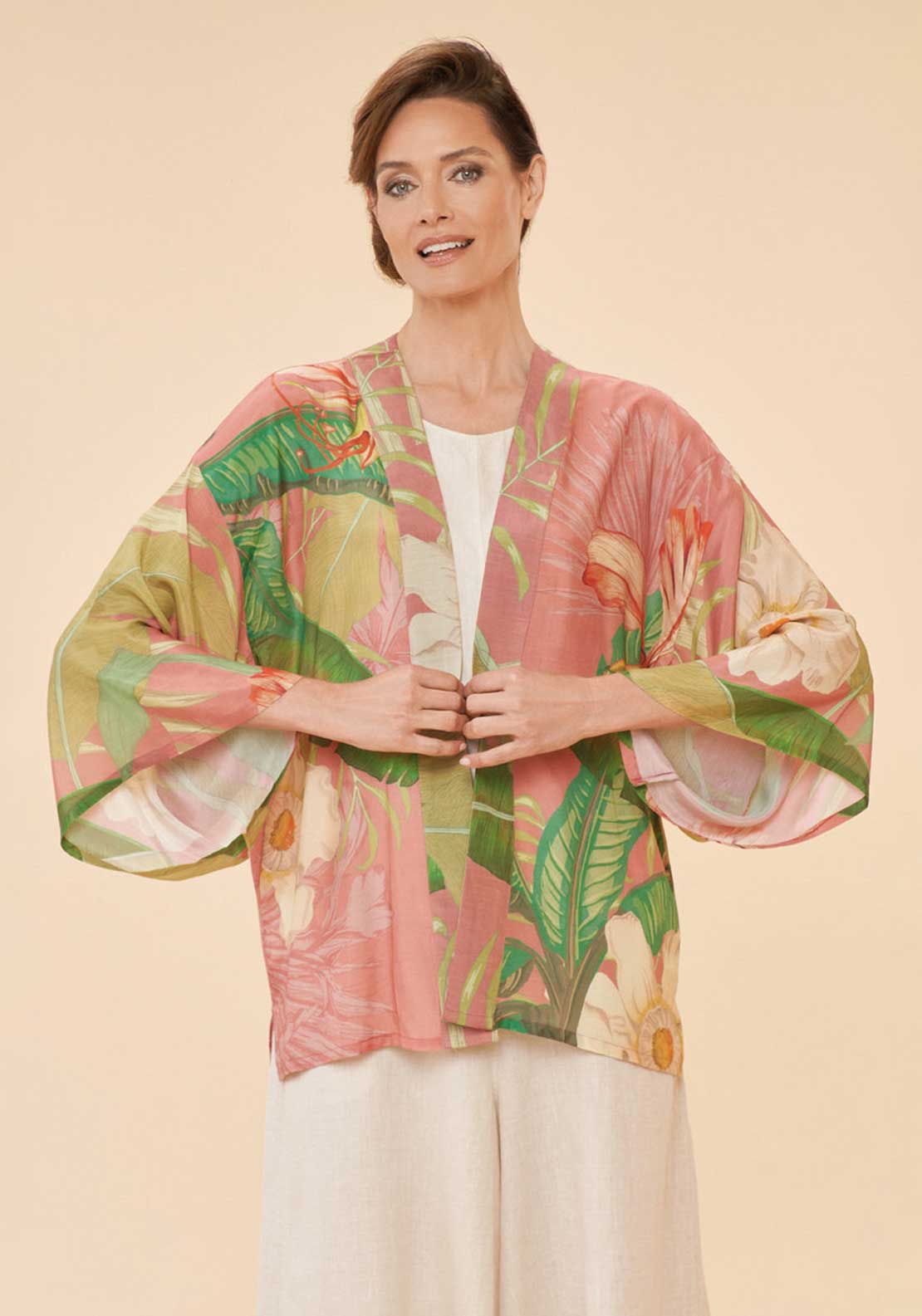 Powder Delicate Tropical One Size Kimono Jacket, Candy - McElhinneys