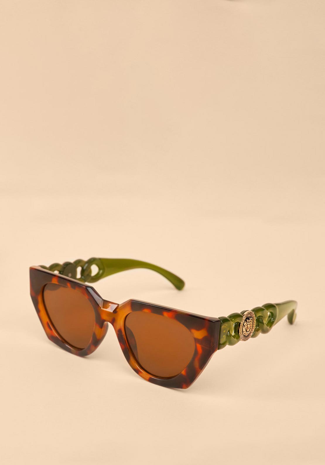 Powder Luxe Zelia Sunglasses, Tortoiseshell & Olive