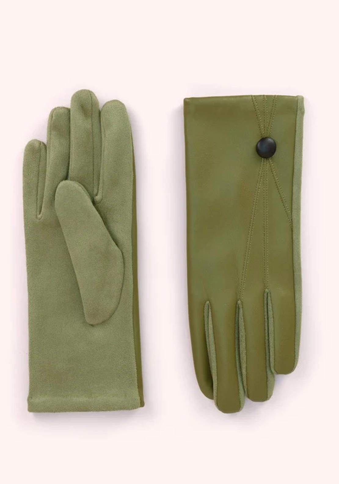 Powder Emma Stitch Detail Gloves, Green