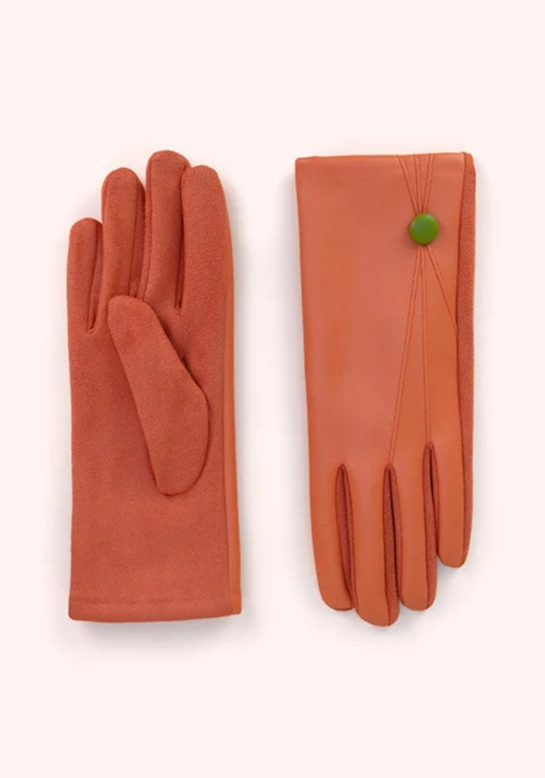 Powder Emma Faux Suede Gloves, Orange