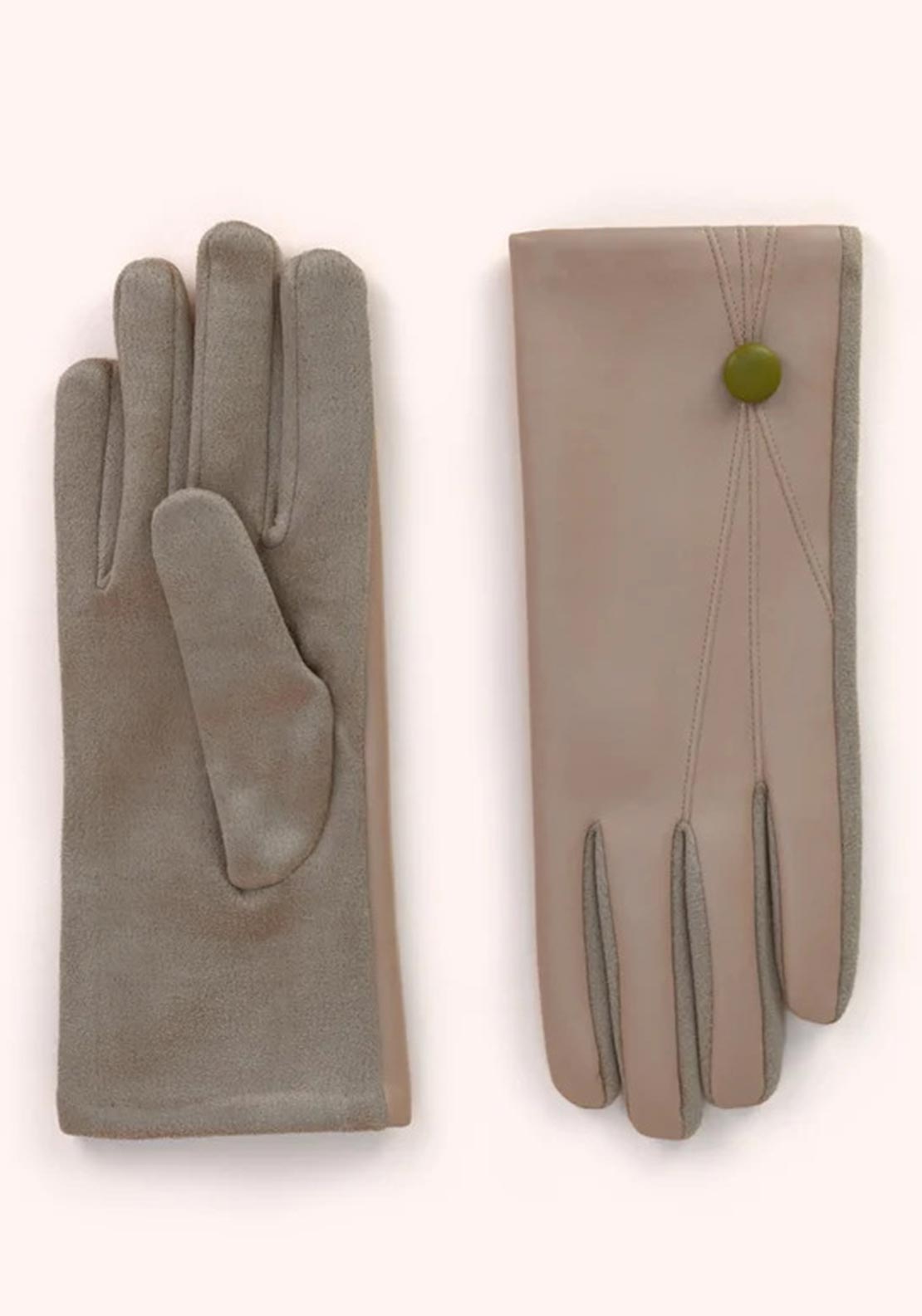 Powder Emma Stitching Detail Gloves, Beige
