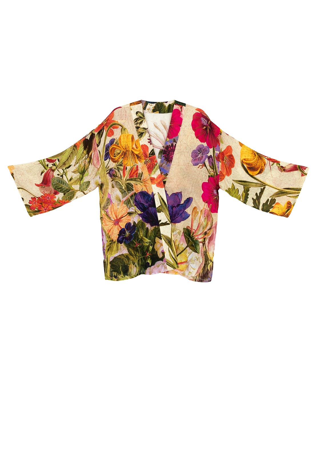 CREAM POSY MID LENGTH KIMONO
