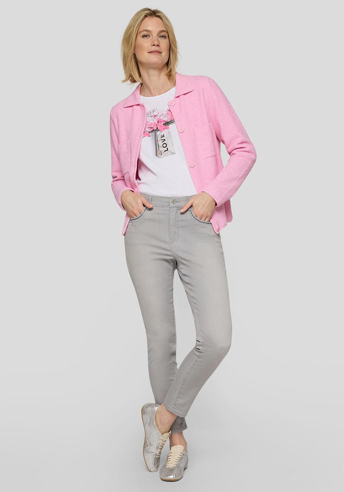 Rabe Structured Knit Jacket, Pink