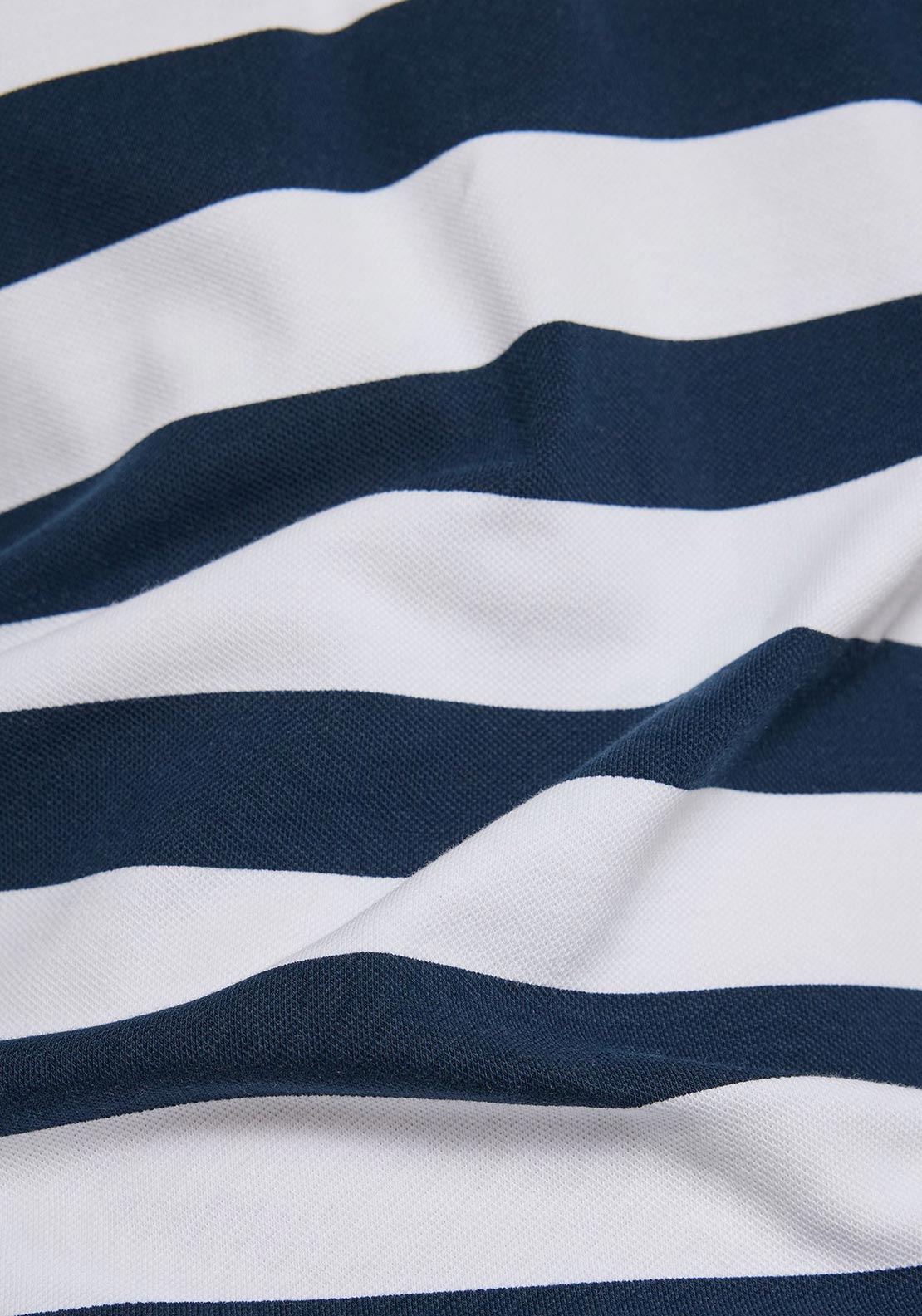 Rabe Striped with Button Placket Polo Shirt, White and Navy