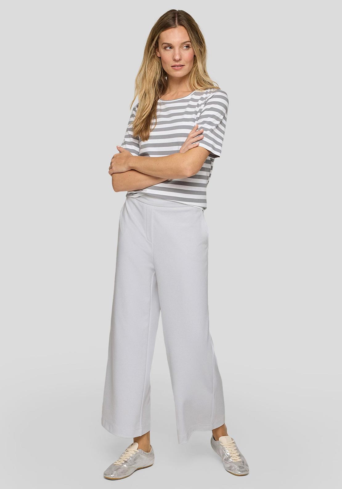 Rabe Crop Wide Leg Trousers, White
