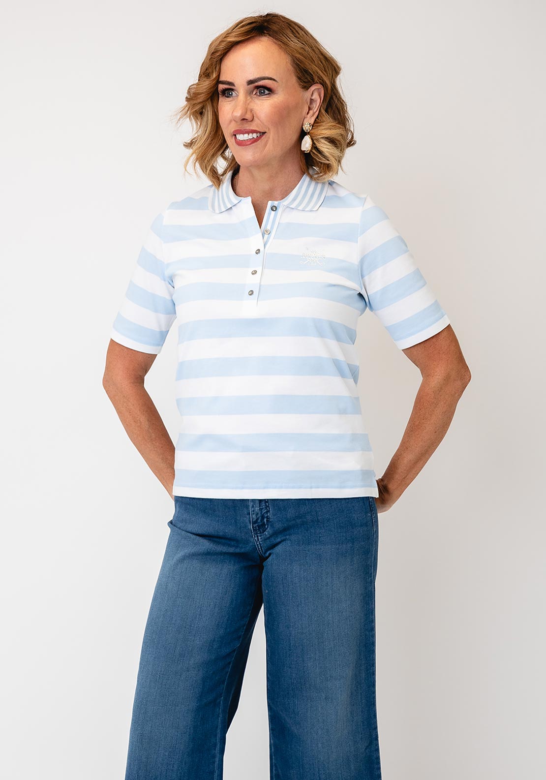Rabe Striped Polo Shirt, Blue