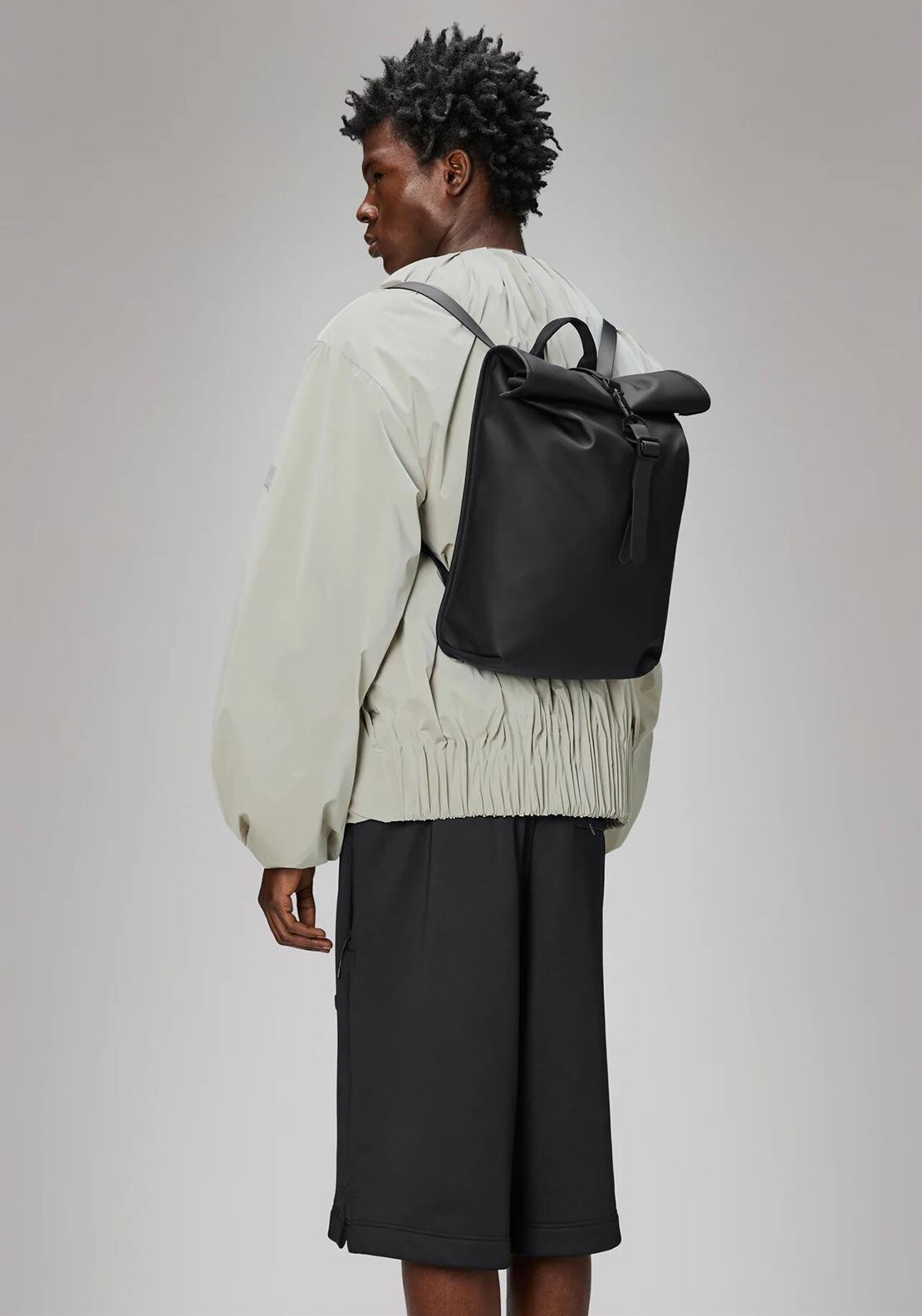 Rains Rolltop Mini Rucksack, Black