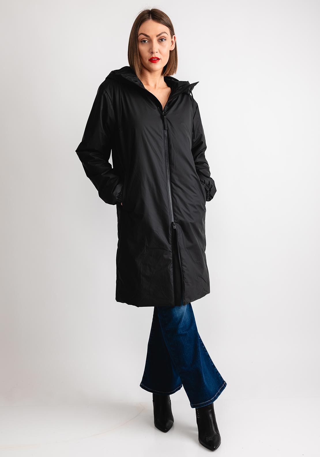 Rains Lohja Insulated Longer Waterproof Jacket, Black - McElhinneys