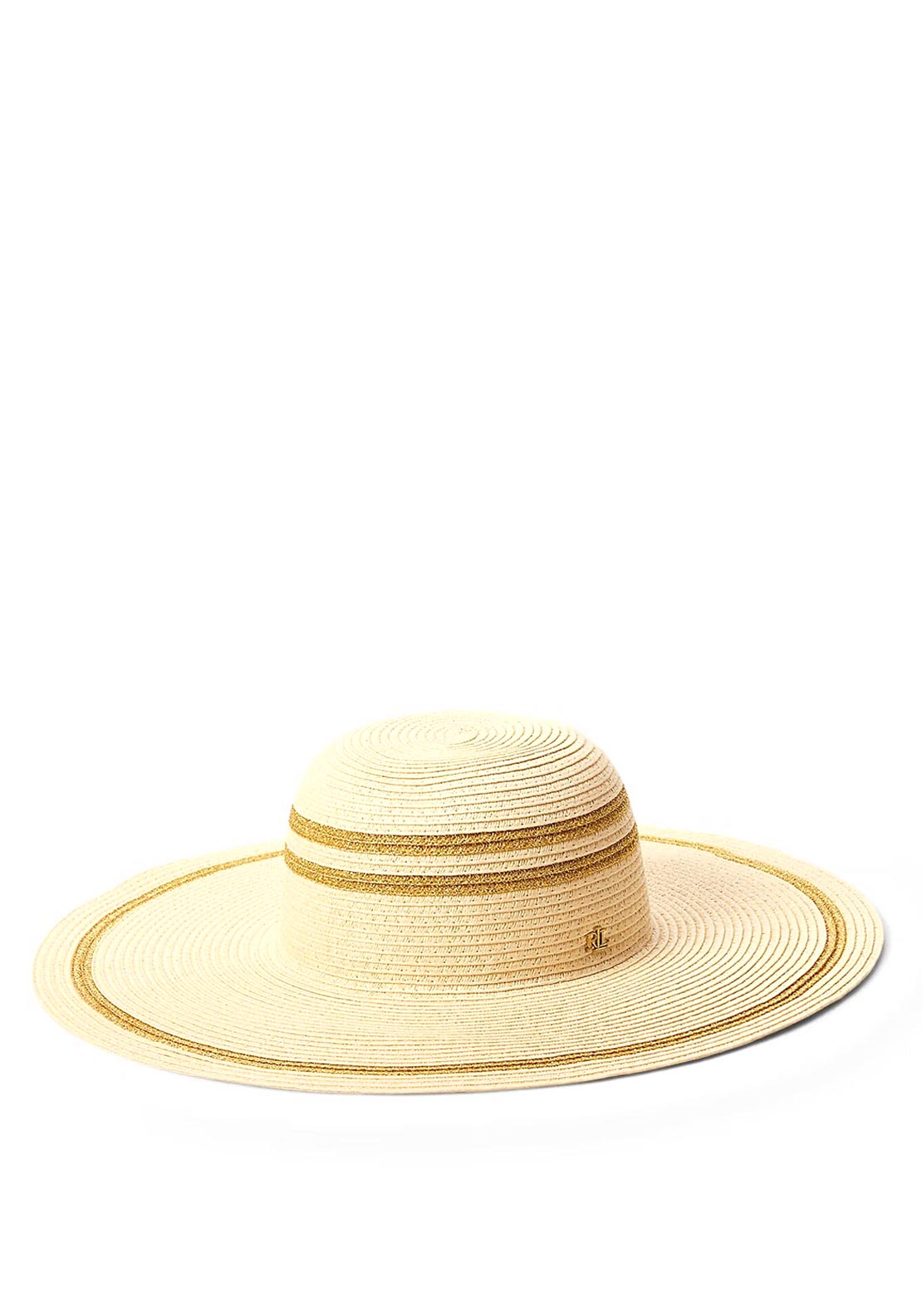 Ralph Lauren Striped Straw Sun Hat, Natural & Gold