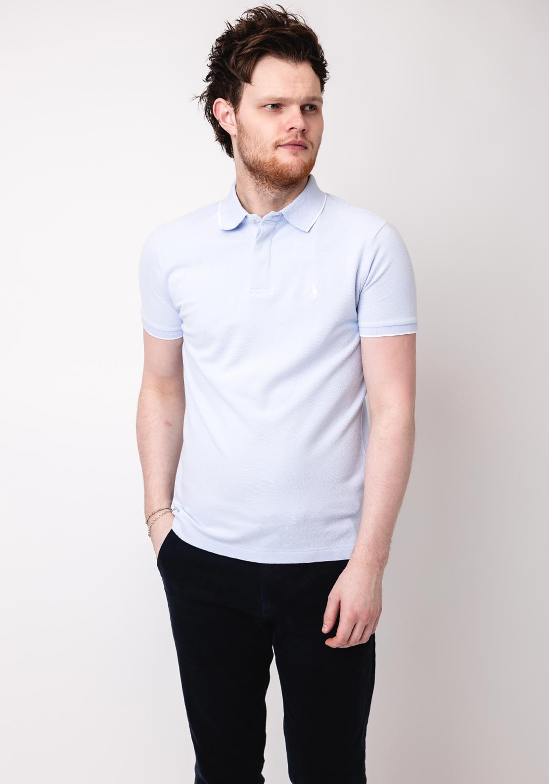 Ralph Lauren Oxford Mesh Polo Shirt, Light Blue