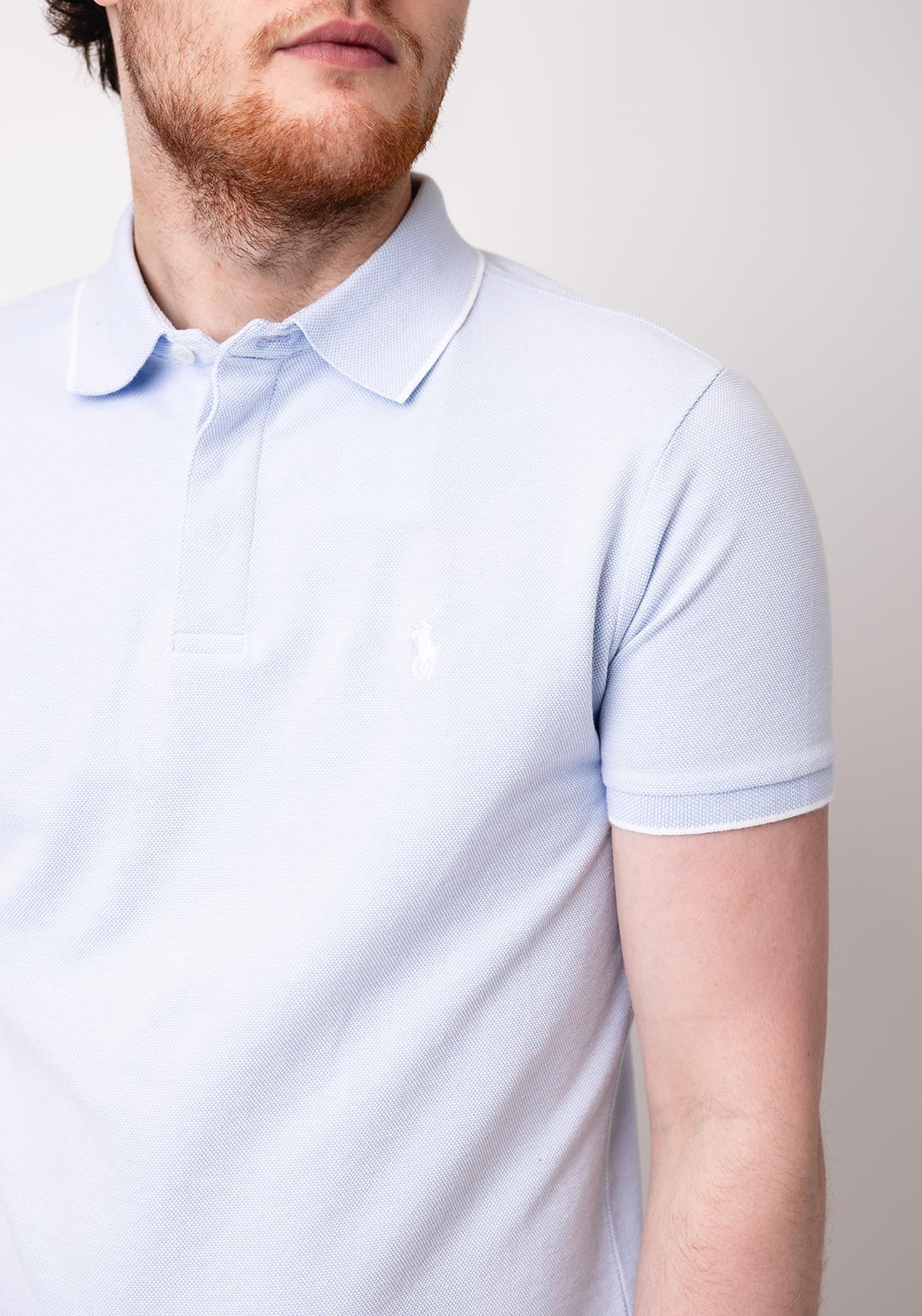 Ralph Lauren Oxford Mesh Polo Shirt, Light Blue