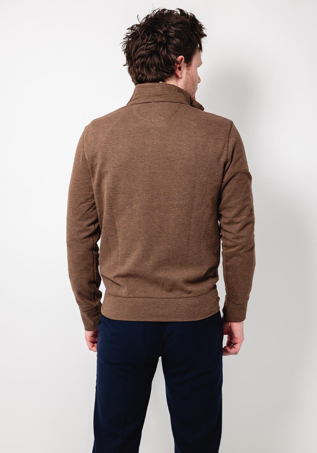 Ralph Lauren Luxury Quarter Zip Jersey Sweatshirt, Brown