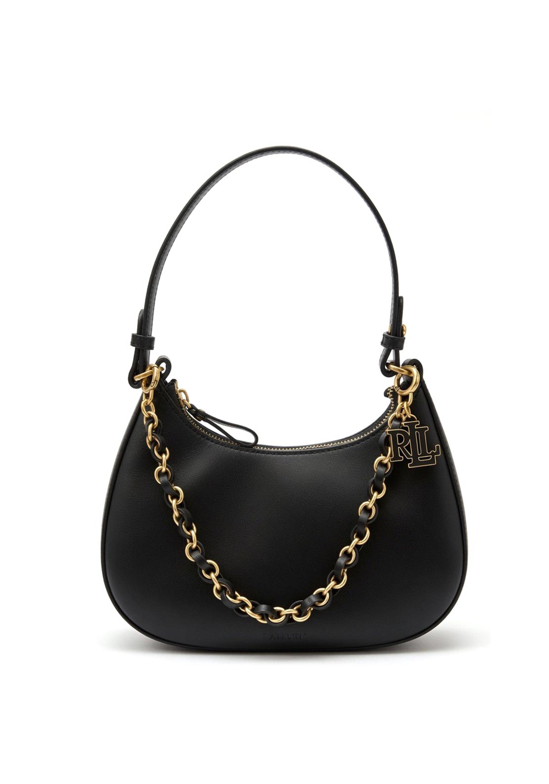 Ralph Lauren Leather Marcy Zip Shoulder Bag, Black - McElhinneys