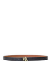 Ralph Lauren Logo Reversible Leather Skinny Belt, Black & Tan