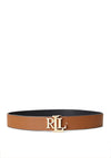 Ralph Lauren Logo Reversible Leather Wide Belt, Black & Tan