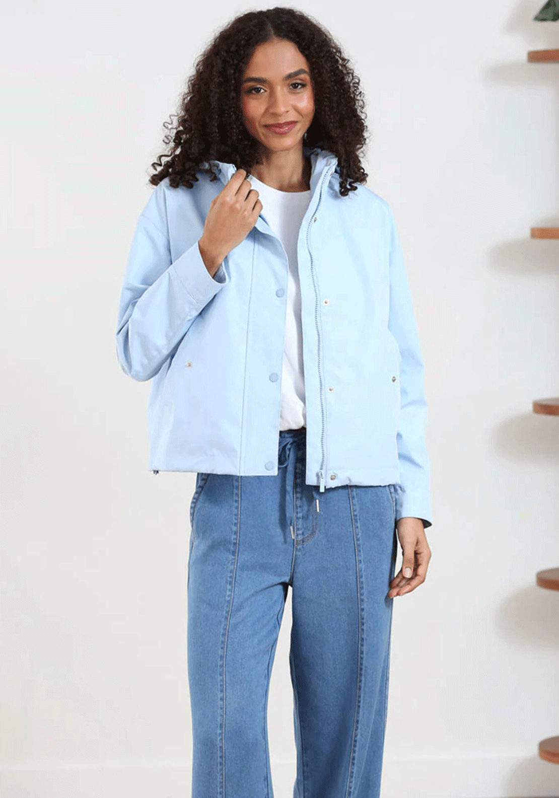 Rant & Rave R&R Emma Hooded Jacket, Sky Blue