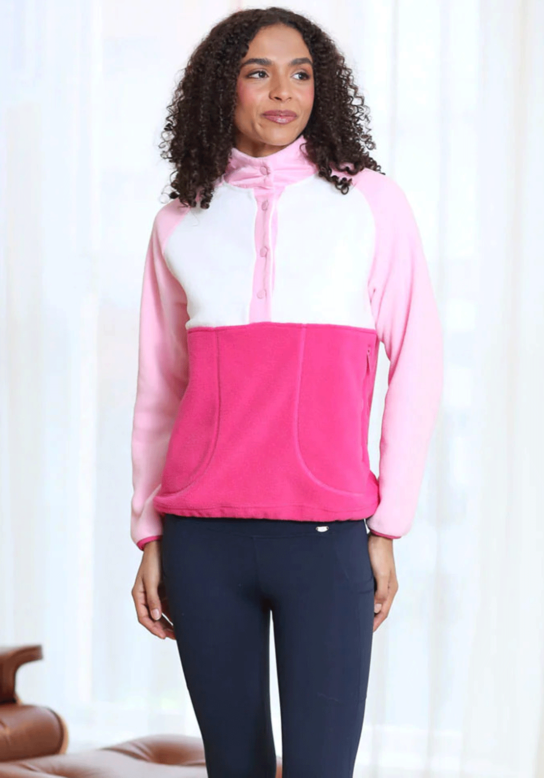 Rant & Rave R&R Emerson Half Button Fleece, Pink