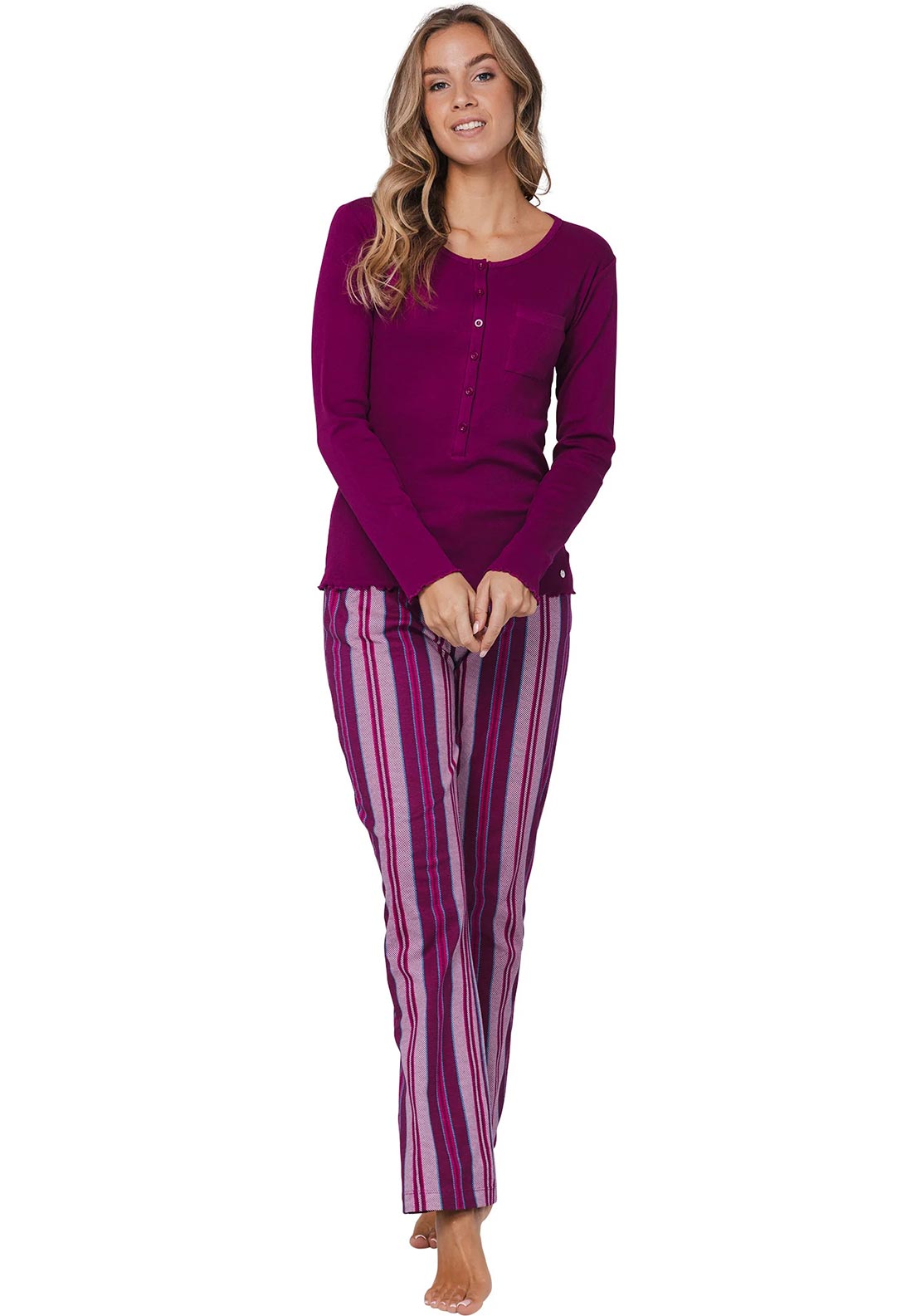 Rebelle Cin Cin Stripe Pyjama Set, Wine