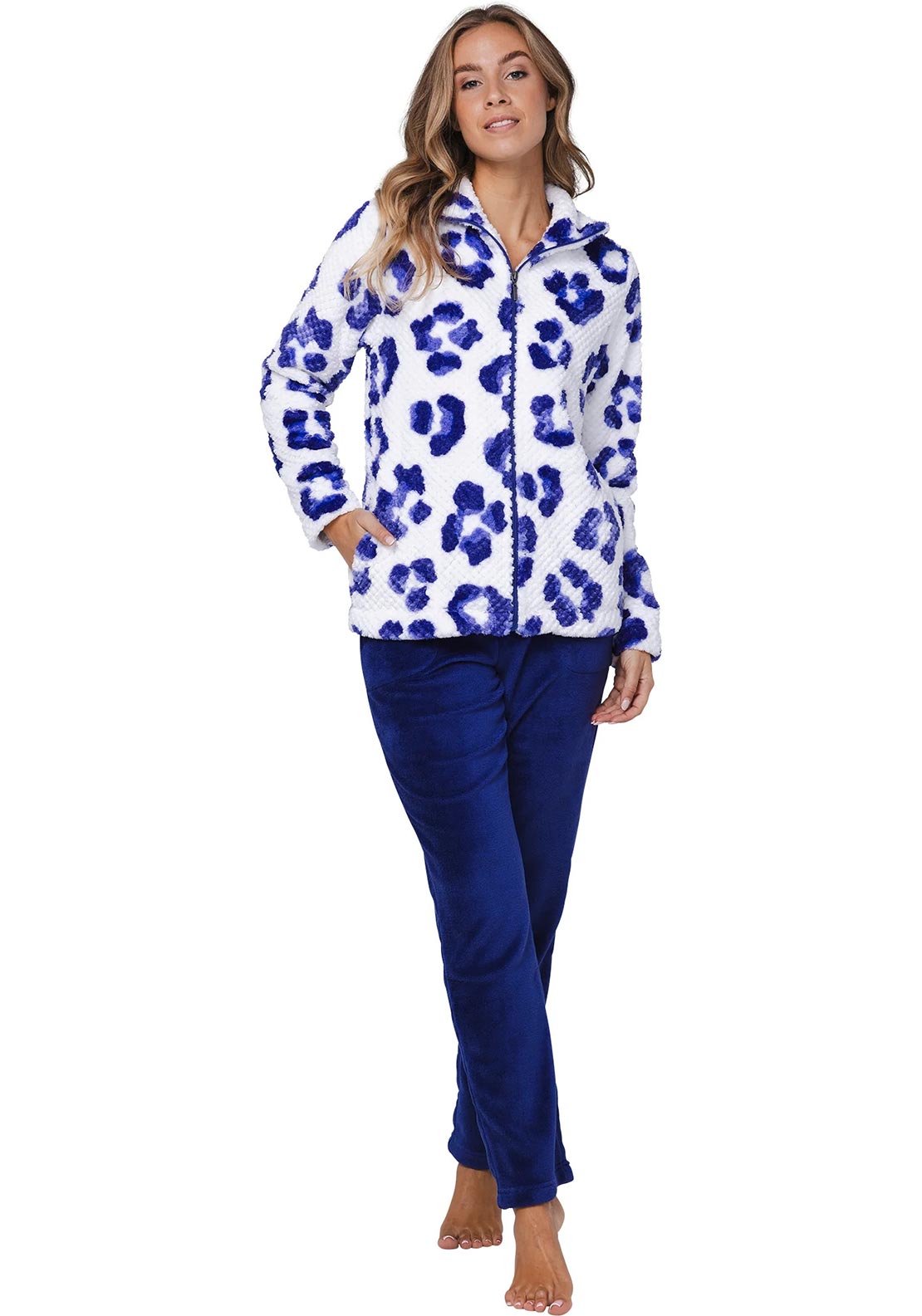 Rebelle Leopard Animal Print Pyjama Set, Purple
