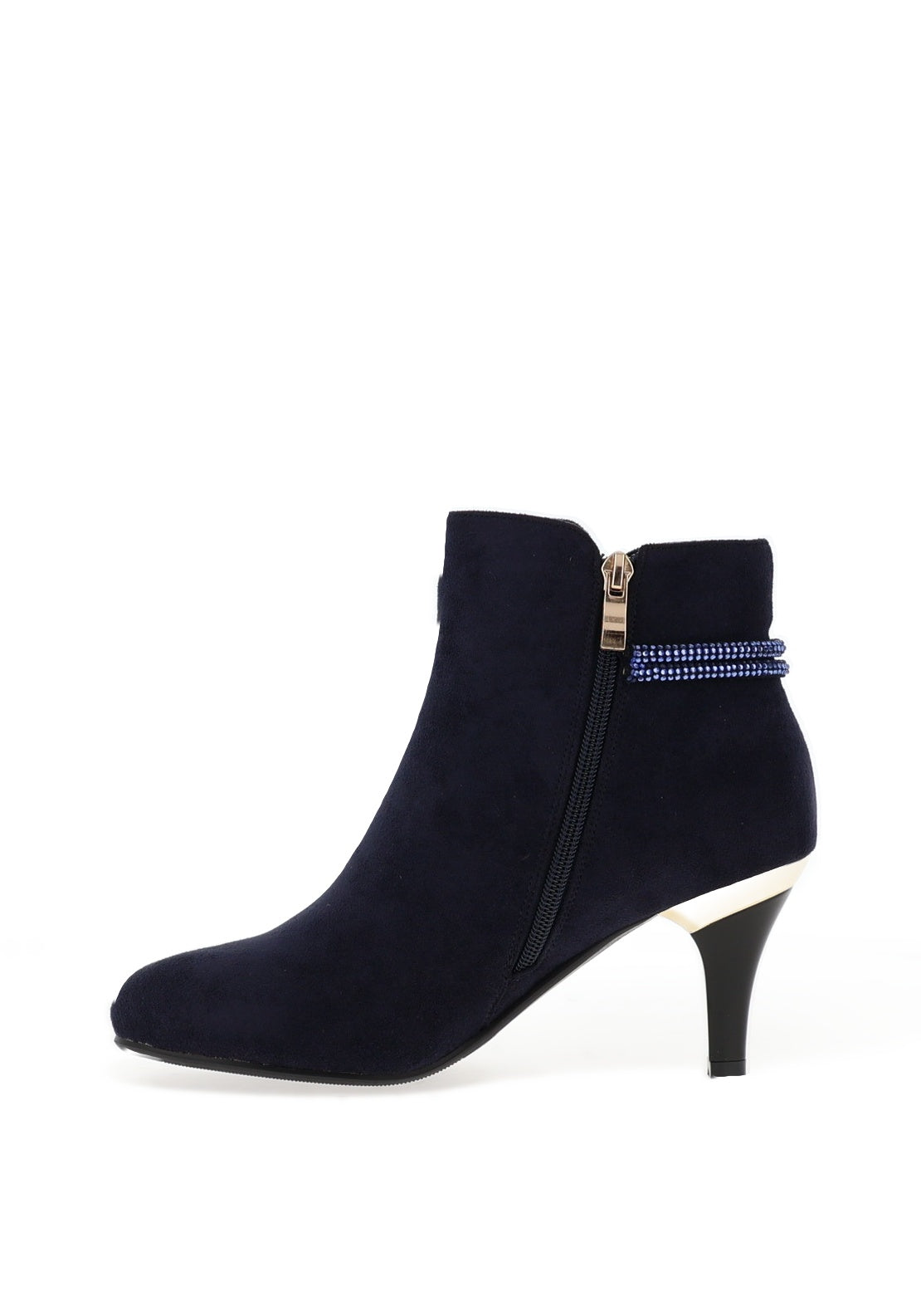 Redz Embellished Heeled Ankle Boots, Navy