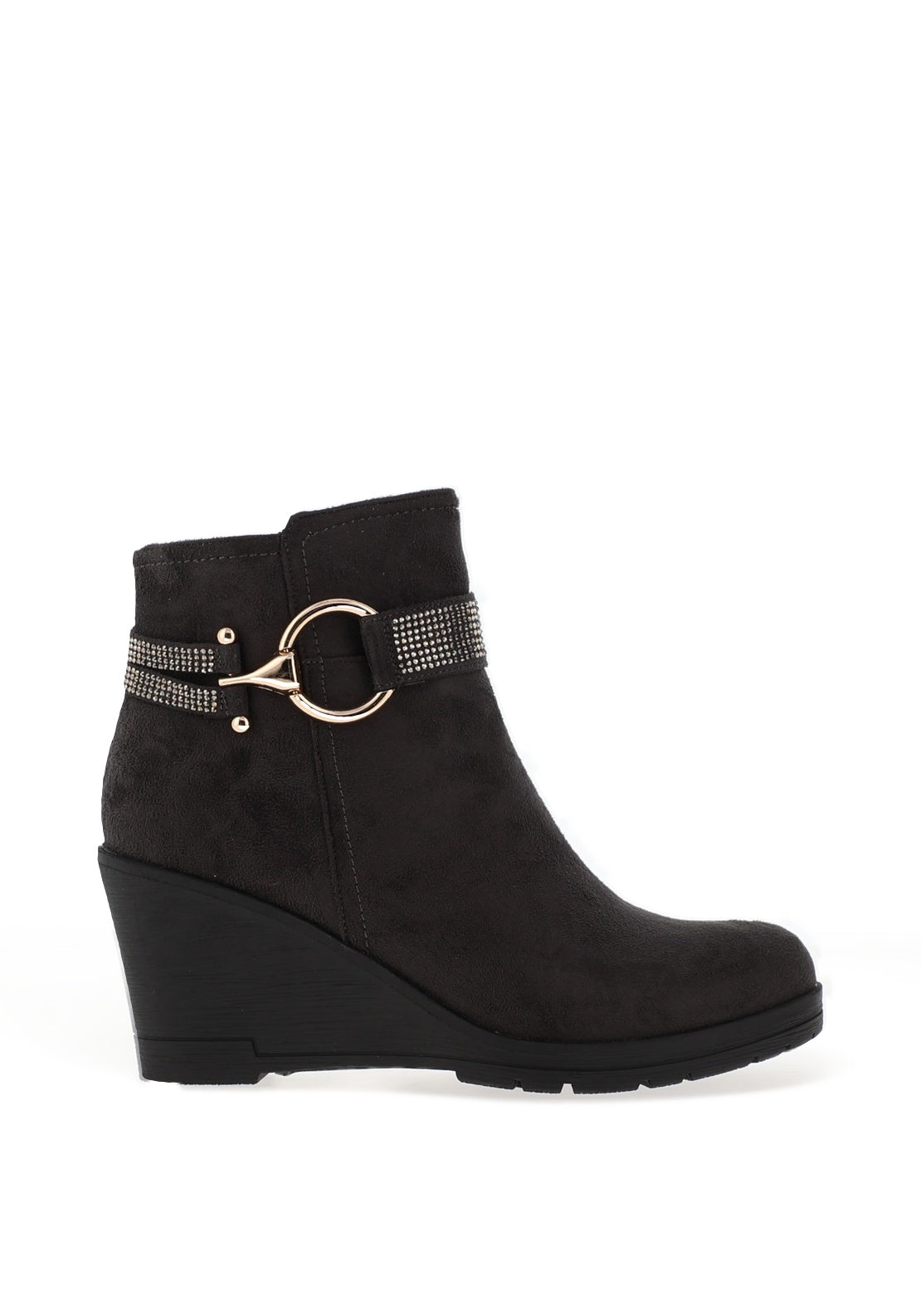 Redz Embellished Wedge Heeled Ankle Boots, Grey