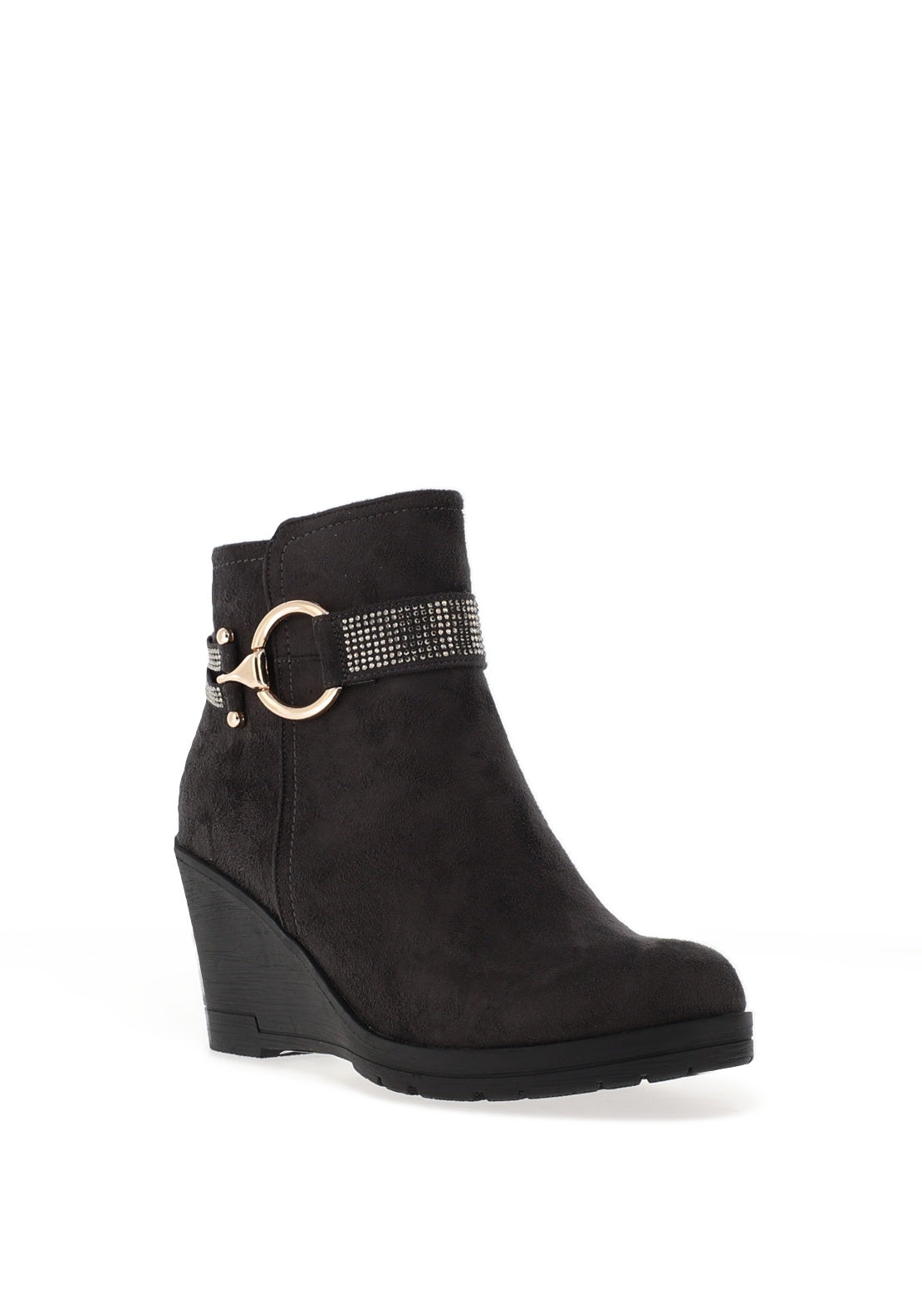 Redz Embellished Wedge Heeled Ankle Boots, Grey