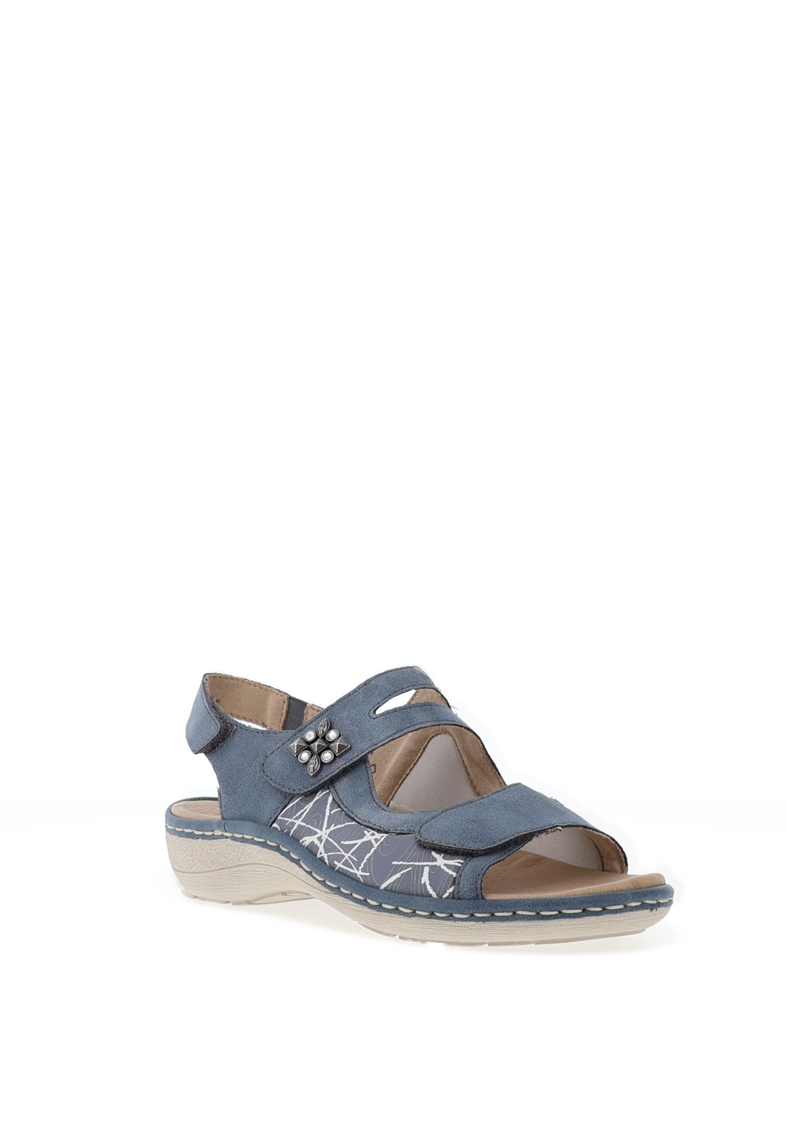 Remonte Printed Velcro Sandals Trainers, Denim Blue