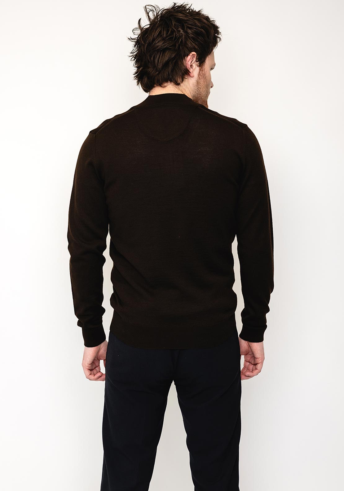 Remus Uomo Merino Wool Half Zip Sweater, Brown