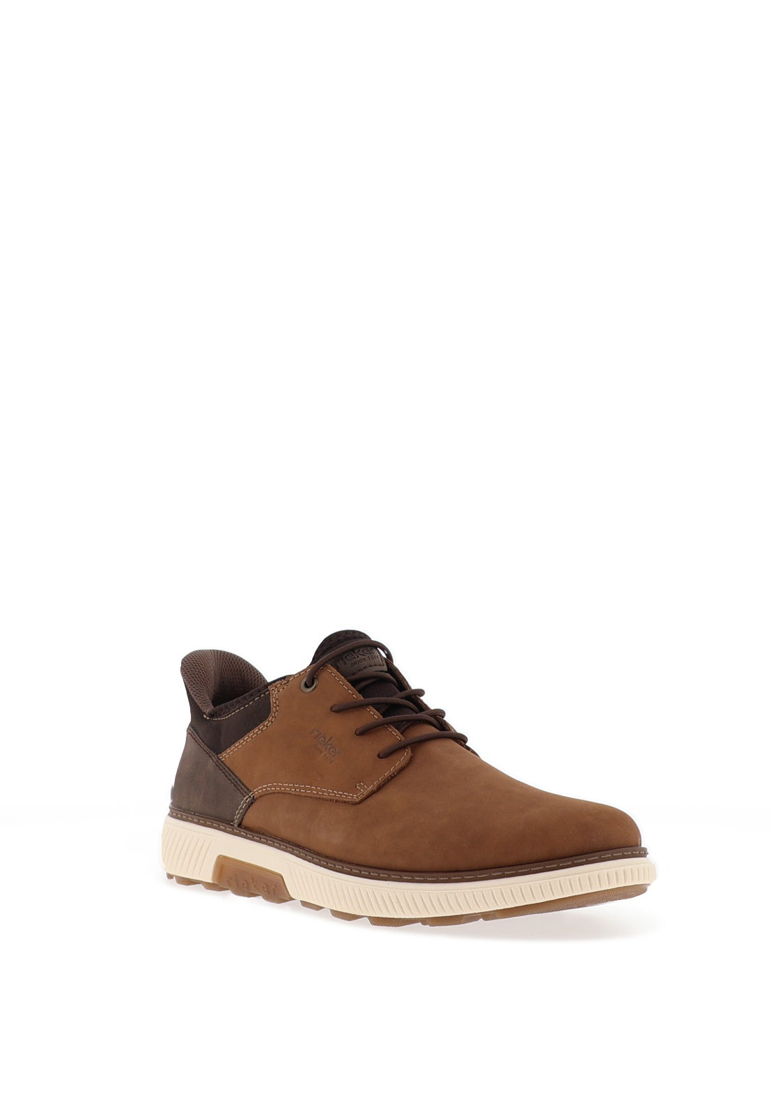 Rieker Men’s Wide Fit Elastic Lace Shoes, Brown