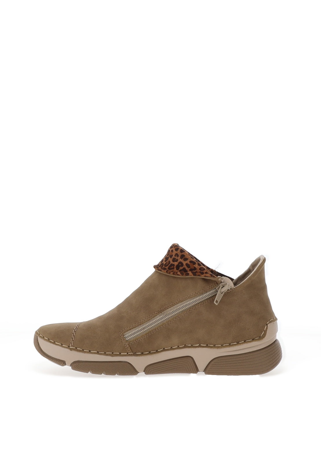 Rieker Womens Leopard Printed Cozy Boots, Taupe