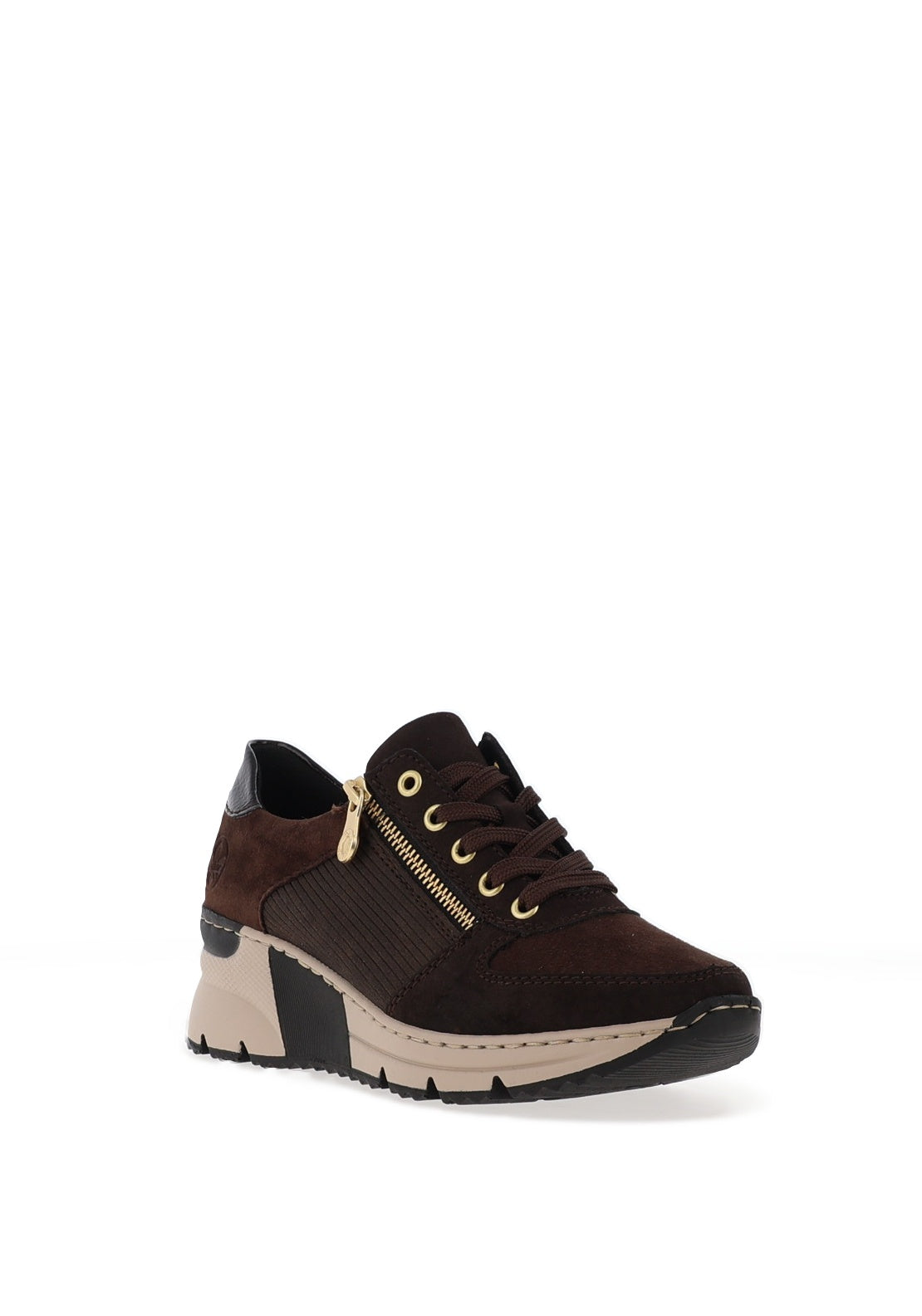 Rieker Womens Leather Quilted Trainers, Brown