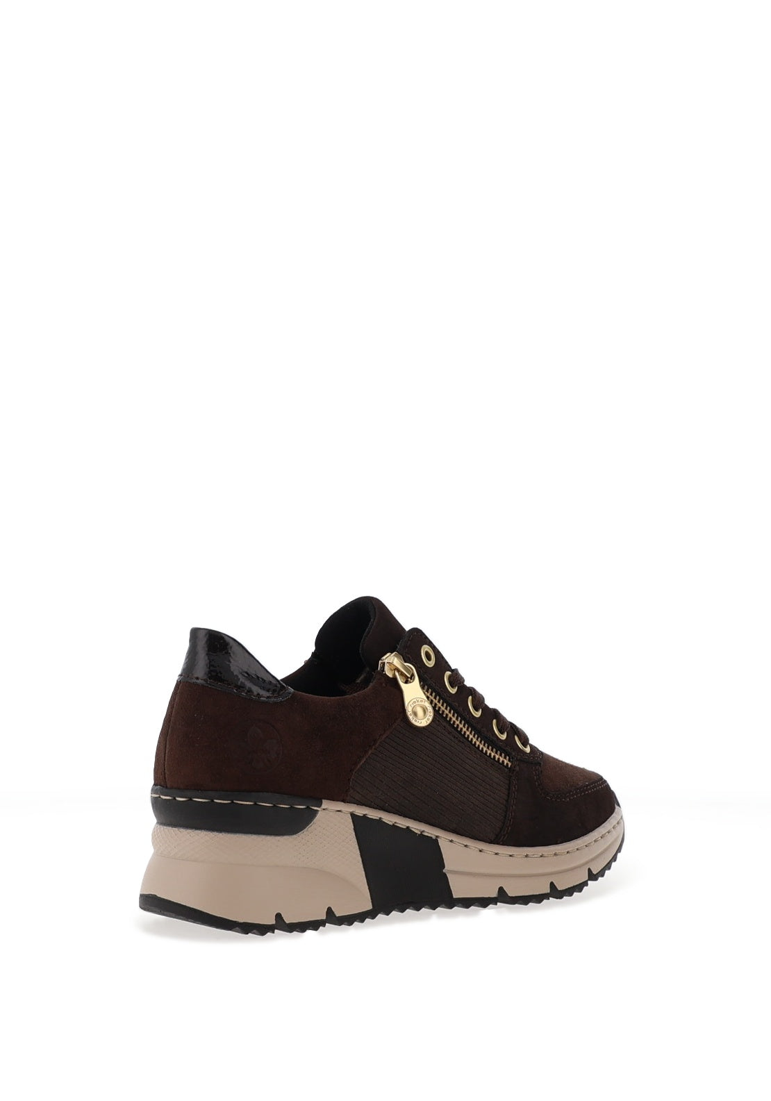 Rieker Womens Leather Quilted Trainers, Brown