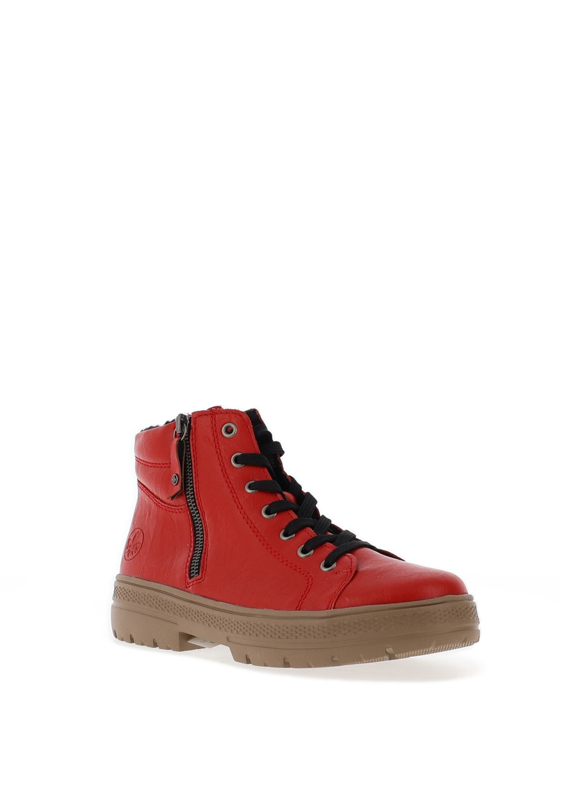 Rieker Fleece Lined Zip Detail Ankle Boots, Red