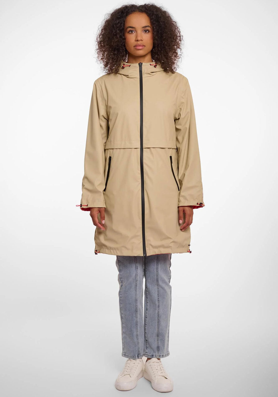 Rino & Pelle Grape Reversible Raincoat, Camel and Hot Coral