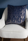 Riva Paoletti Tayanna Geo Print Velvet Cushion 50x50cm, Navy