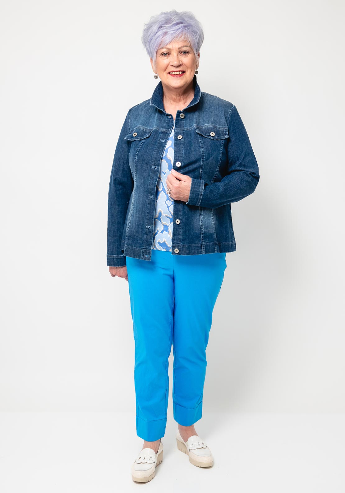 Robell Happy Denim Jacket, Mid Blue Denim