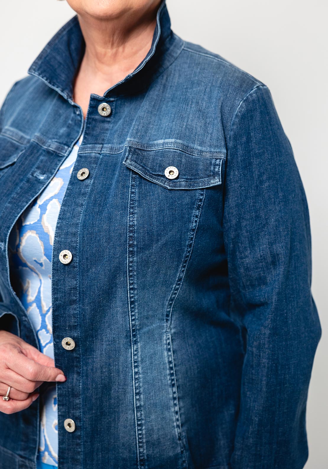 Robell Happy Denim Jacket, Mid Blue Denim